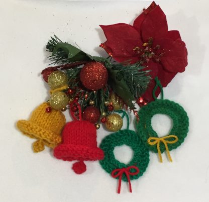 Wreath, Knit Bell Ornaments - - Knit ePattern 
