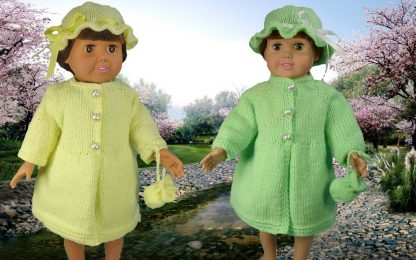 Spring Coat, Hat, Matching Purse for 18-Inch Dolls