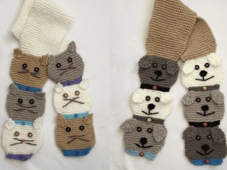 Stacked Kitty Cat and Doggie Scarf Patterns