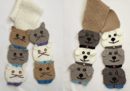 Stacked Kitty Cat and Doggie Scarf Patterns