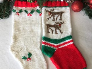 Wandering Reindeer and Holly Berry Christmas Stockings