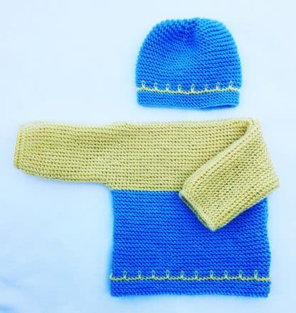 Garter Stitch, Easy Baby Sweater and Hat - Image 2