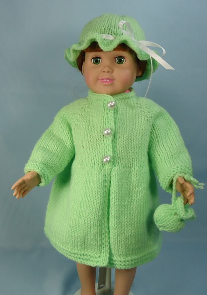 Spring Coat, Hat, Matching Purse for 18-Inch Dolls - Image 4