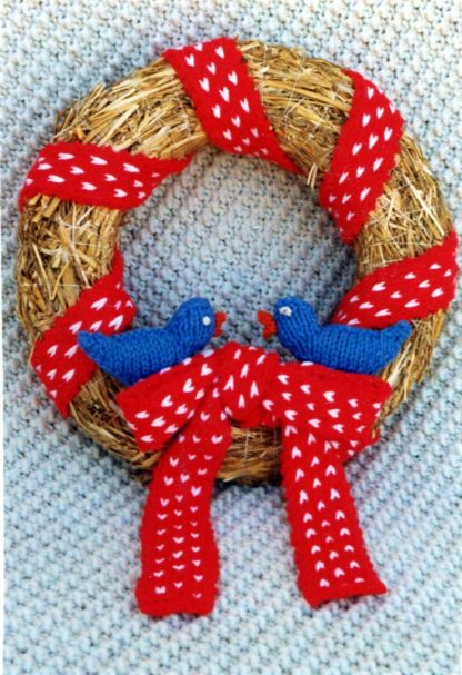 Country Wreath W/Polk Dot Ribbon - - Knit ePattern 