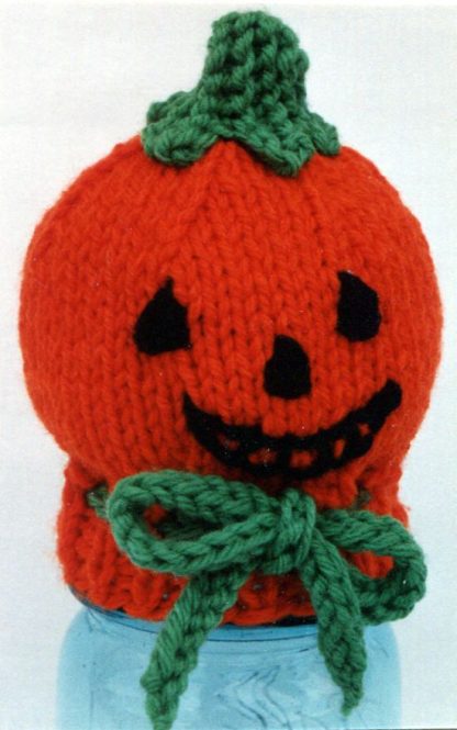 Pumpkin Head Jar Topper - - Knit ePattern 