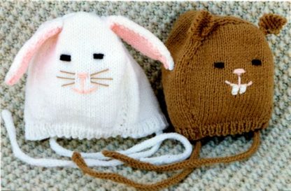 Animal Face Baby Hats - - Knit ePattern 
