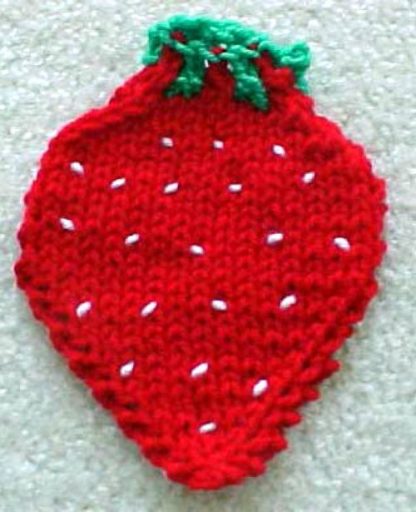 Knit Strawberry Coaster - - Knit ePattern 
