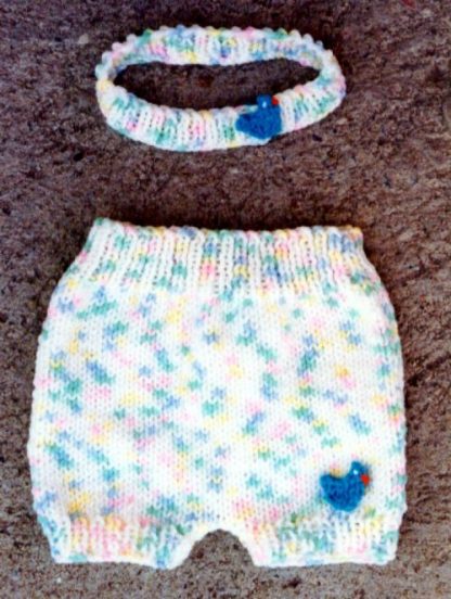 Appliqued Diaper Cover, Headband - - Knit ePattern 