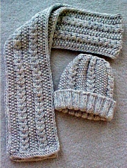 Aran Hat and Scarf - - Knit ePattern 