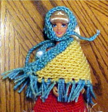 Teen Doll Poncho-ette and Scarf - - Knit ePattern 