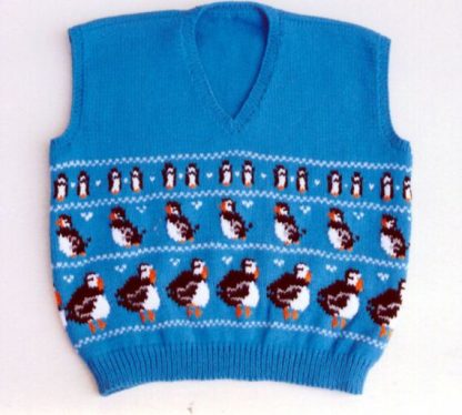 Puffin V-Neck Vest - - Knit ePattern 