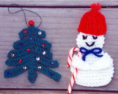 Snowman and Tree Ornaments - - Knit ePattern 