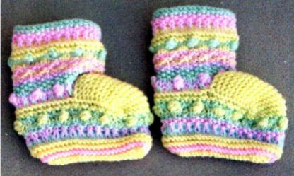Sampler Stitch Baby Booties - - Knit ePattern 