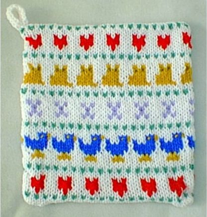 Country Fair Isle Potholder - - Knit ePattern 