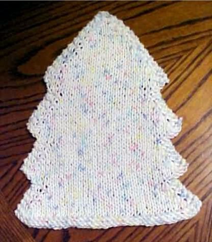 Holiday Tree Shaped Dish Cloth - - Knit ePattern 