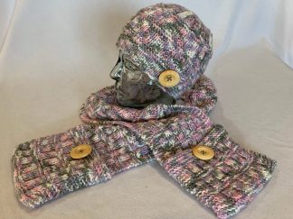 Bars and Ribs Hat and Scarf With Hand Warming Pockets