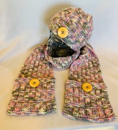 Bars and Ribs Hat and Scarf With Hand Warming Pockets - Image 3