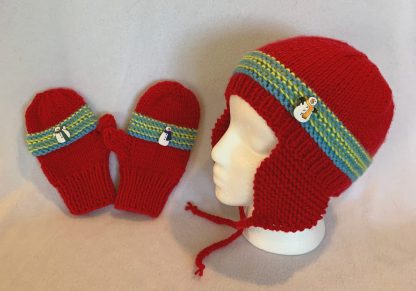 Kid's Earflap Hat and Matching Mittens