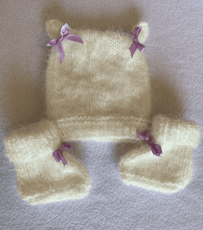 Fuzzy Feet Booties And Matching Hat
