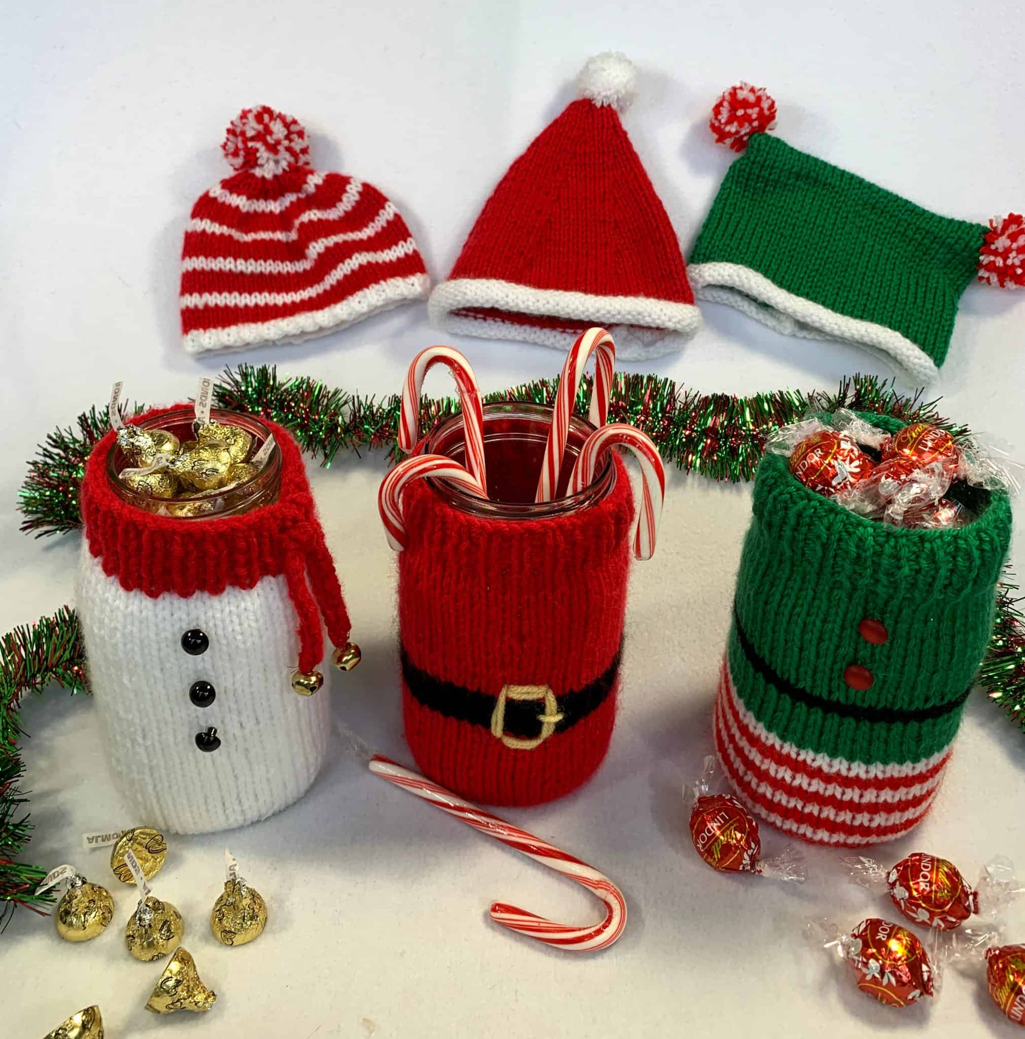 Holiday Gift Jar Covers — Frugal Knitting Haus