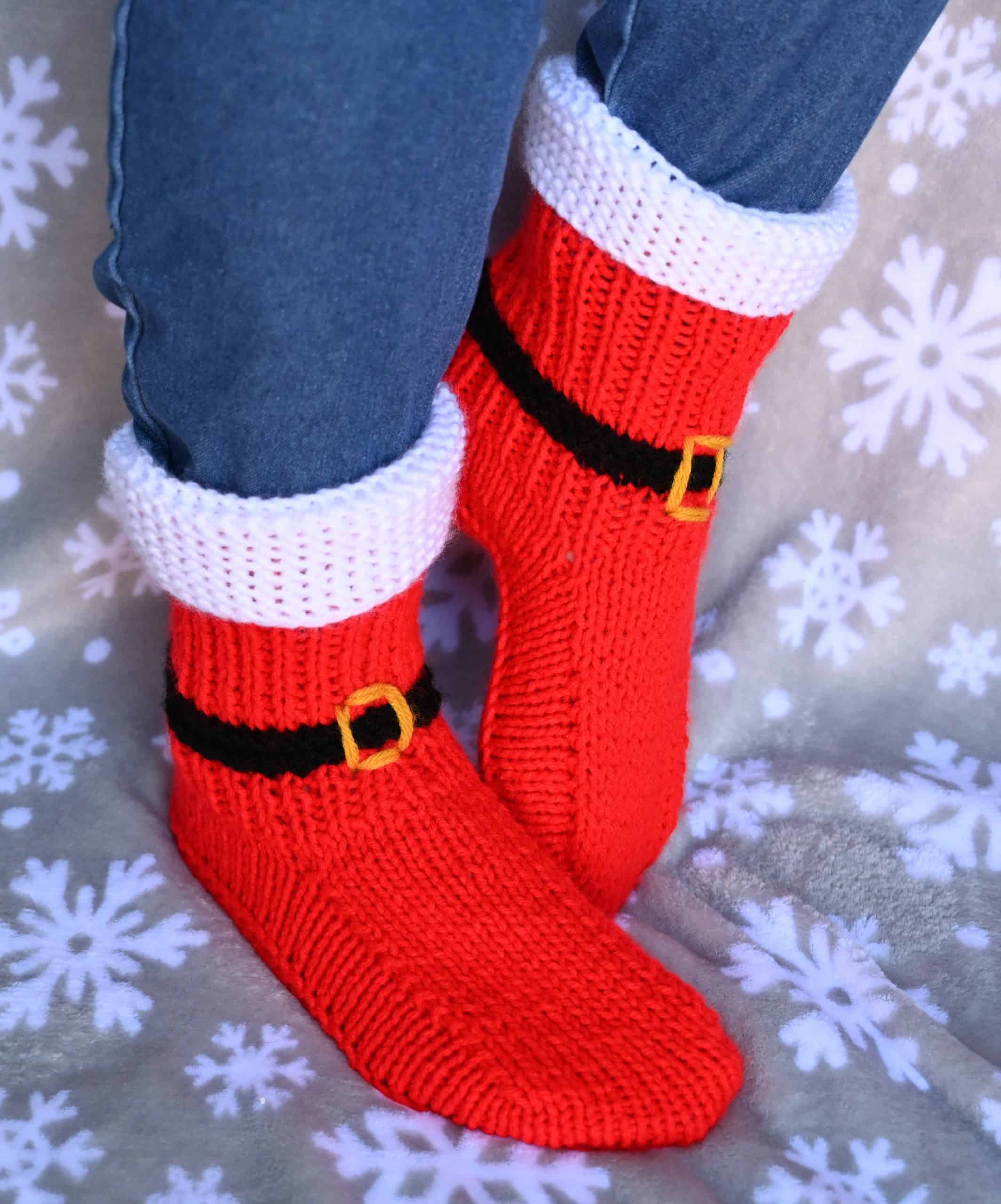 Santa Boot Slippers for Adults Frugal Knitting Haus