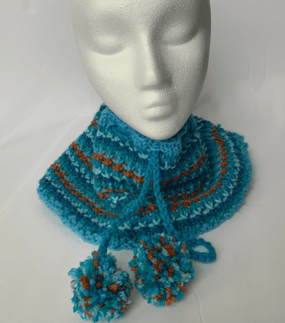 Drawstring Neck Cowl with Textured Stitches