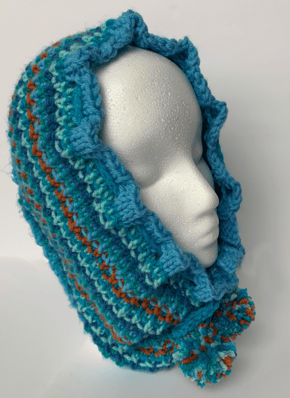 Drawstring Neck Cowl with Textured Stitches - Image 2