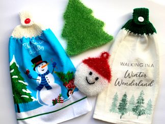 Glittering Tree and Snowman Scrubbies