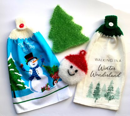 Glittering Tree and Snowman Scrubbies