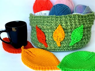 Leaf Basket and Matching Leaf Coasters