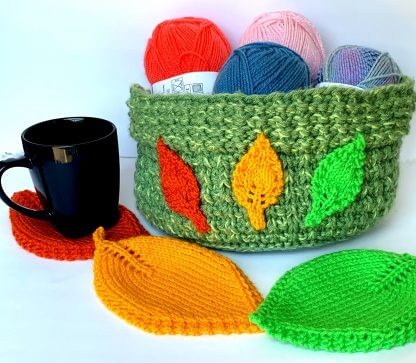 Leaf Basket and Matching Leaf Coasters